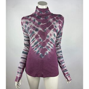 Free People Psychedelic Tie-Dye Turtleneck Top Women M EUC‎ Stretch Cotton Blend